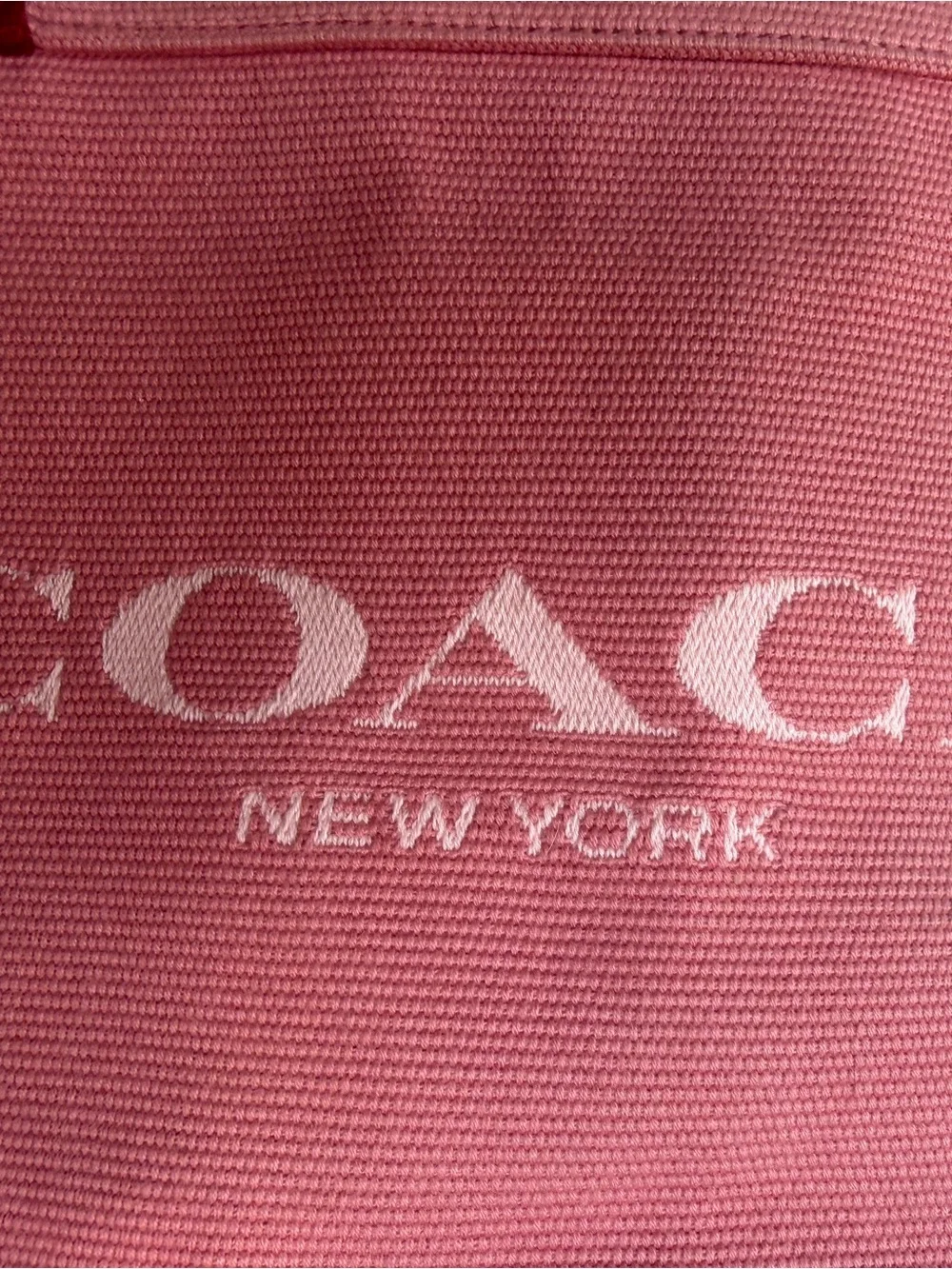 COACH Pink Canvas Tote Bag Stripe Handles C8293 18”x 11”x 6”